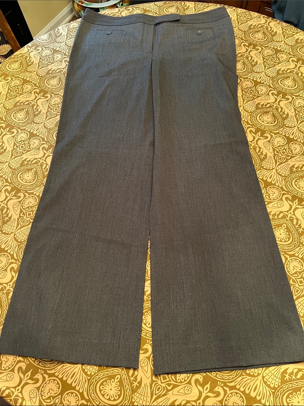LOFT Women's Charcoal Gray Wide-Leg Trousers - Ann